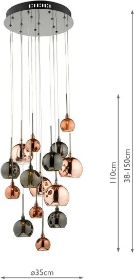 Där Lighting AUR1564 - Závesný luster na lane AURELIA 15xG4/10W/230V
