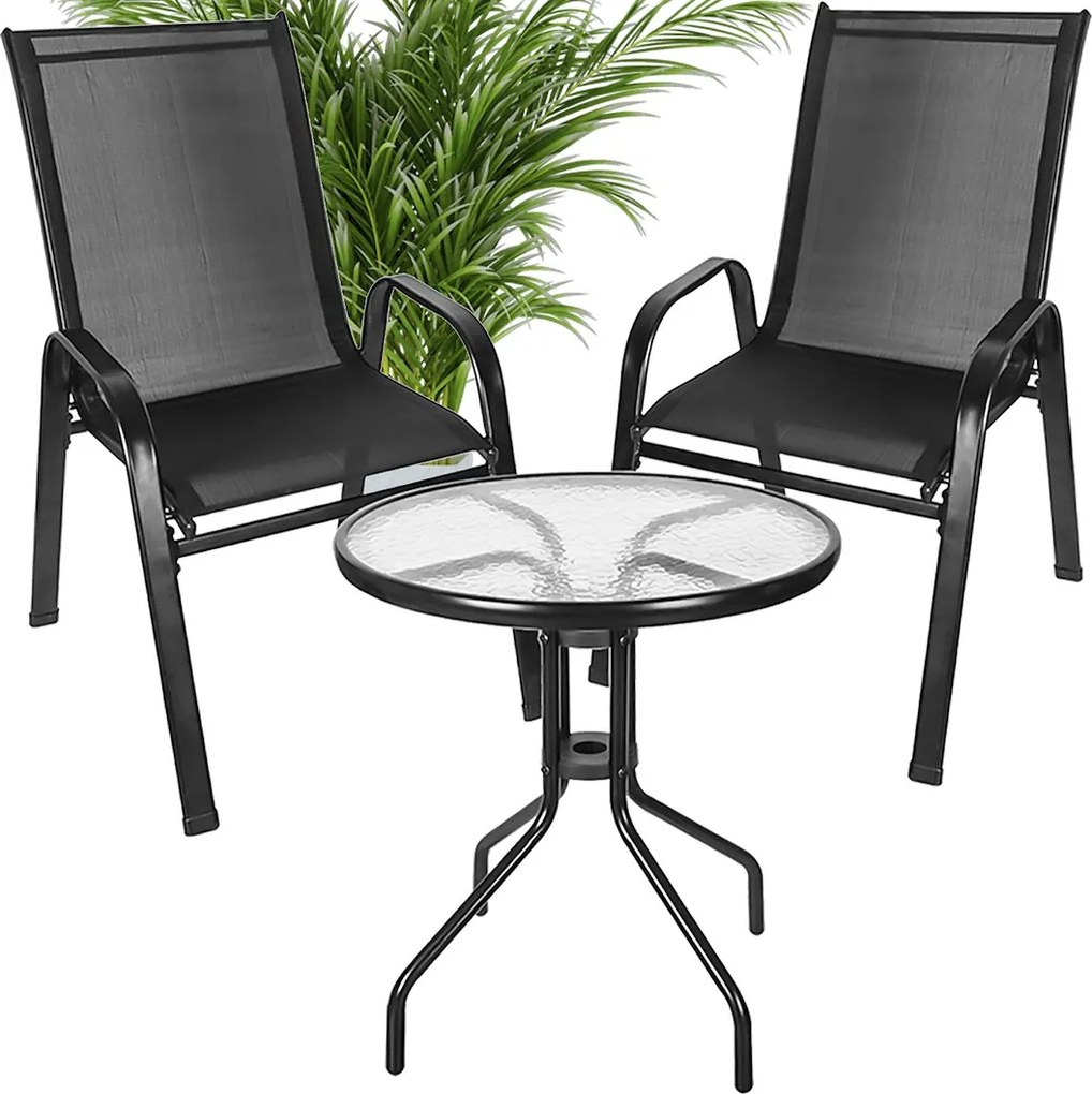 JU Sada 2 skladacích stoličiek FIESTA + stolík s priemerom 60 cm