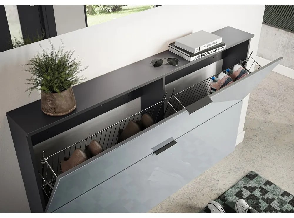 Sivý výklopný/závesný botník Valega - Germania