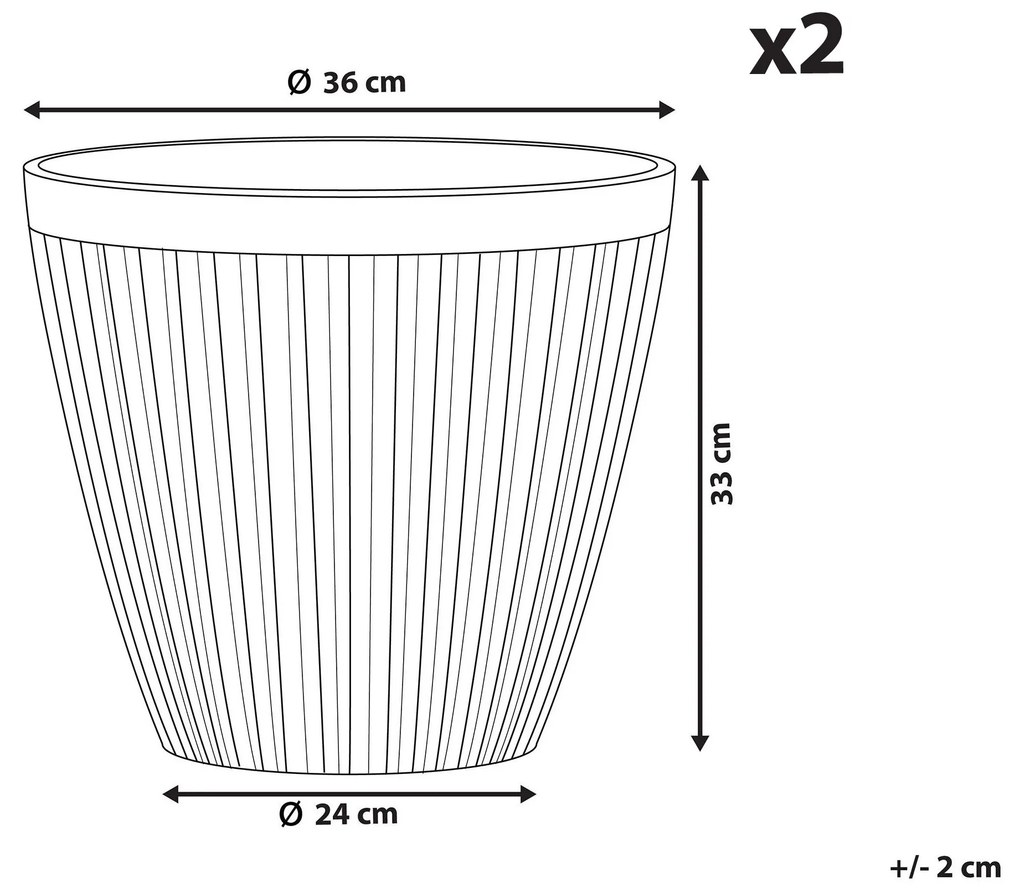 Sada 2 kvetináčov ⌀ 36 cm hnedosivá POKA Beliani