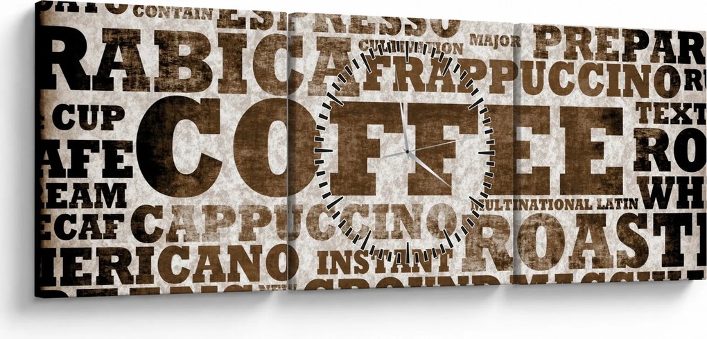 Obraz - Coffee (s hodinami) (90x30 cm)