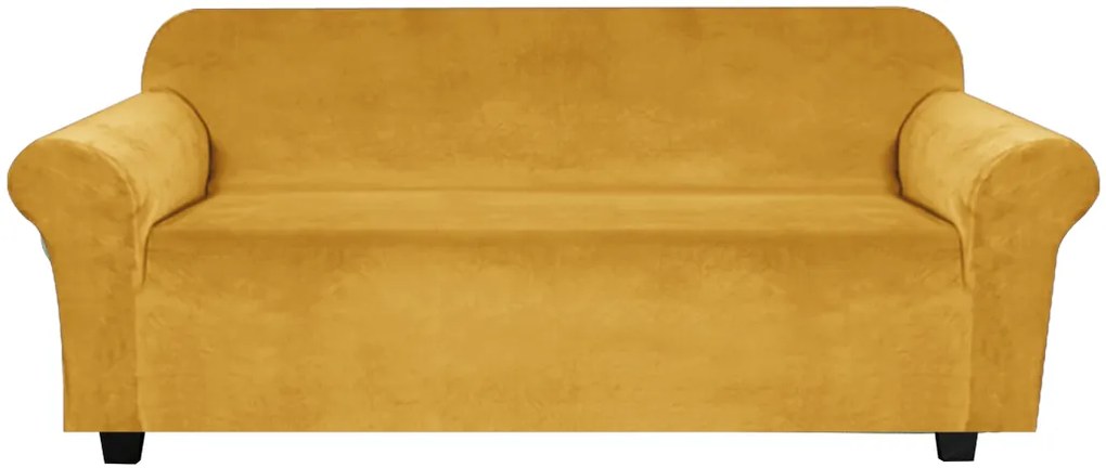 Elastický plyšový poťah na trojmiestnu pohovku BestBerg / žltá
