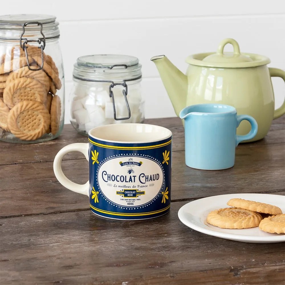 Tmavomodrý/krémový keramický hrnček 350 ml Chocolat Chaud – Rex London