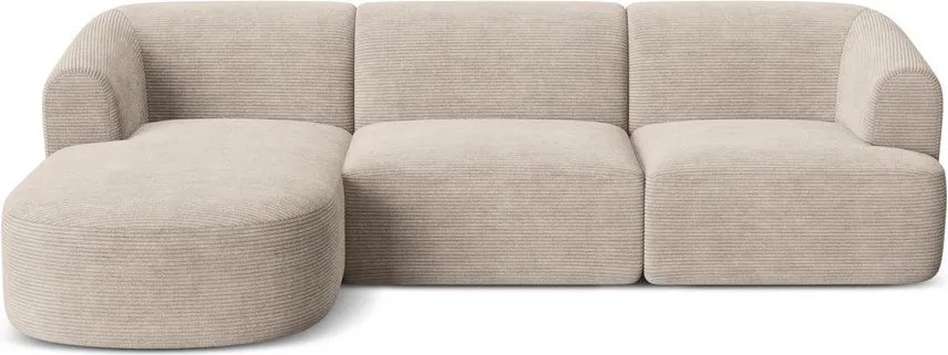 Svetlohnedá menčestrová rohová pohovka (ľavý roh/s leňoškou) Campi – Cosmopolitan Design