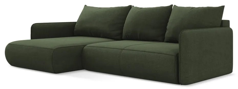 Zelená rozkladacia/s úložným priestorom rohová pohovka (ľavý roh) Nanea – Makamii