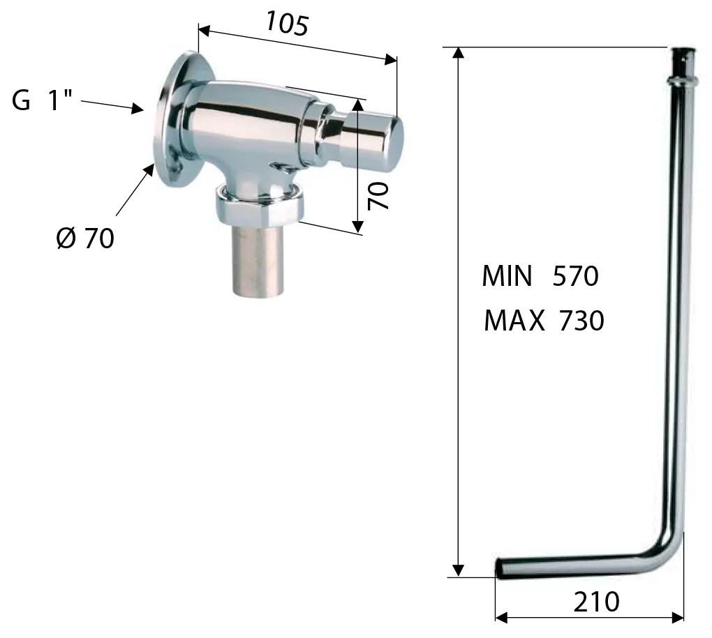 Bruckner Bruckner, TEMPOR samozatvárací závesný WC ventil, chróm, 937.471.1