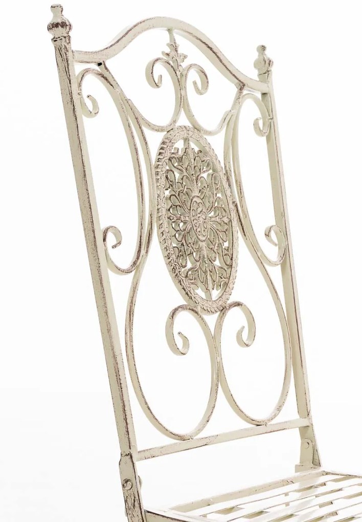 Súprava kovových stoličiek a stola Aldeano (SET 2+1) - Krémová antik