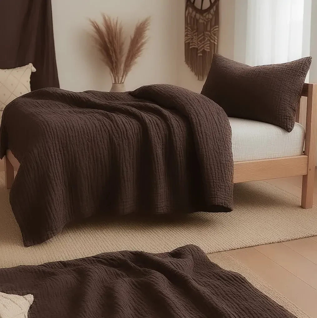 Mušelínové obliečky MOELLIN tmavo hnedé Rozmer obliečky: 70 x 90 cm | 140 x 200 cm