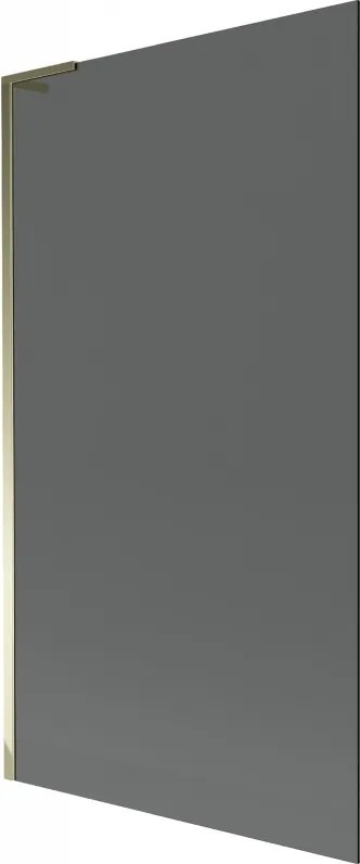 Mexen Next L, 1-krídlová vaňová zástena 100 x 150 cm, 6mm šedé sklo, zlatý lesklý profil, 895-100-000-03-40-50