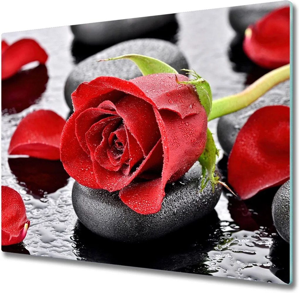 Sklenená doska na krájanie  červená ruža