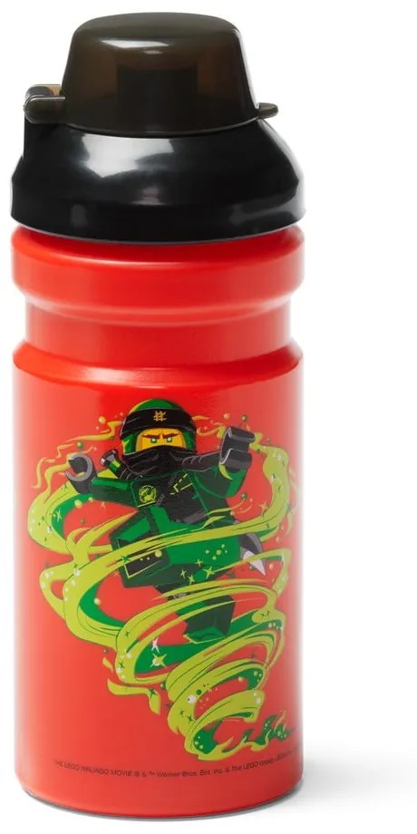 Červená fľaša na vodu s čiernym vekom LEGO® Ninjago, 390 ml