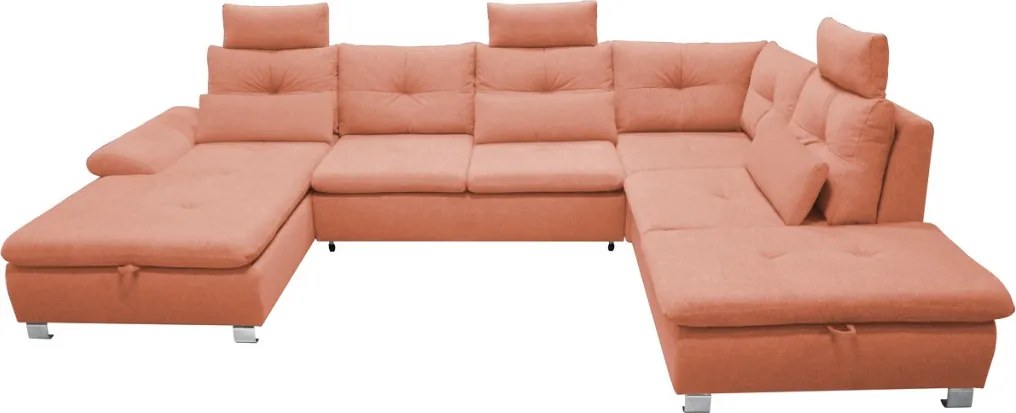 Sedacia súprava Madeira 3A, lososová látka, tvar pravé U