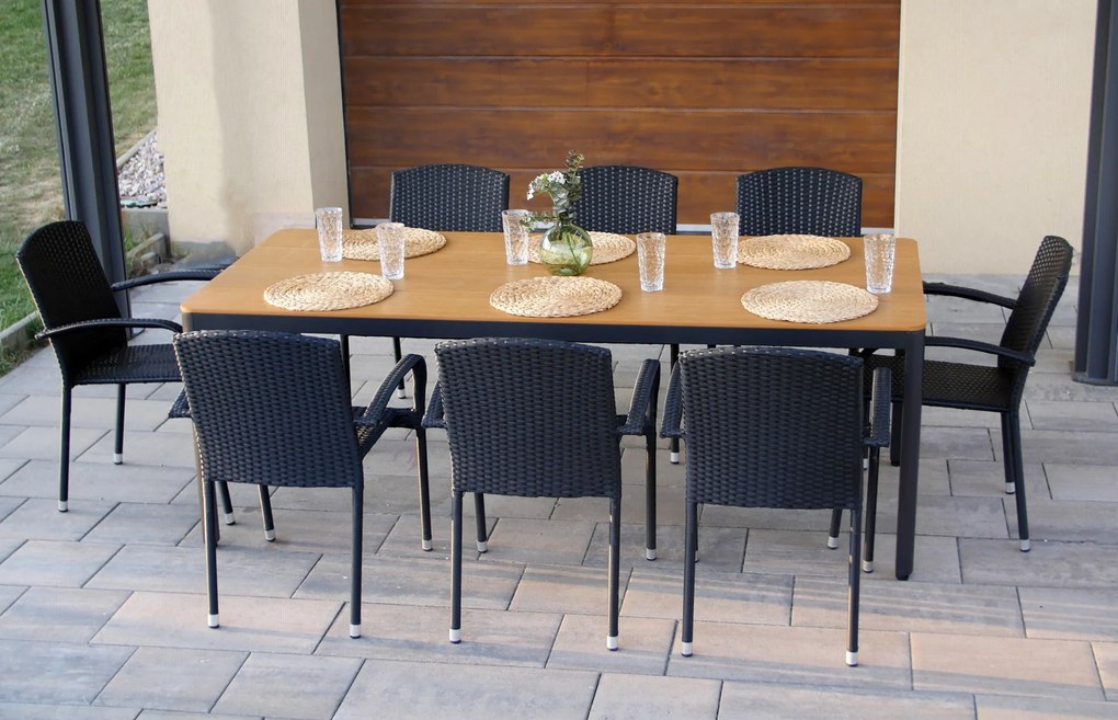 Noela Záhradný jedálenský set Milano + 8x ratanová stolička Roma