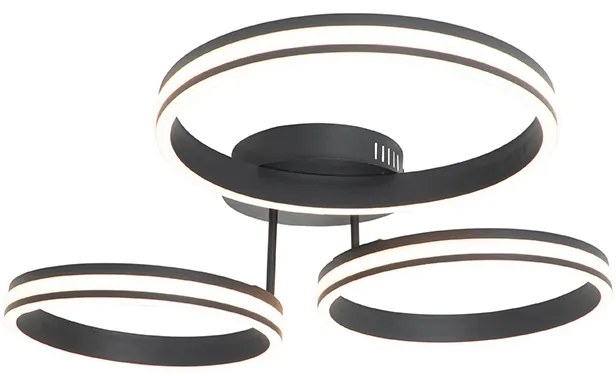 Stropné svietidlo čierne vrátane LED 3-stupňové stmievateľné 3-svetlo - Navara