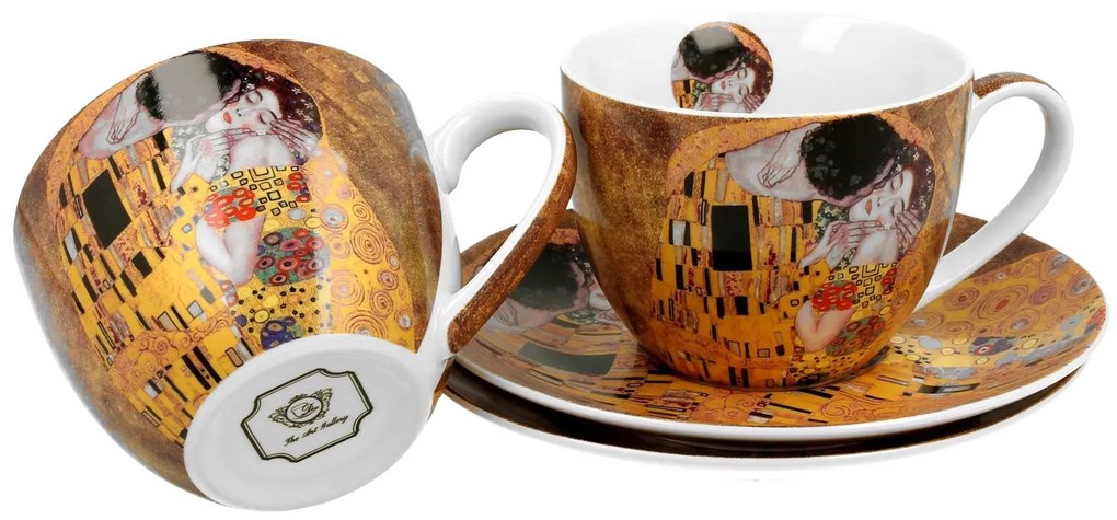 Porcelánová šálka s podšálkou Klimt The Kiss 250 ml sada 2ks