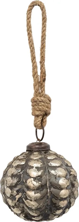 Strieborno-čierna antik sklenená vianočná guľa - Ø 6*6 cm