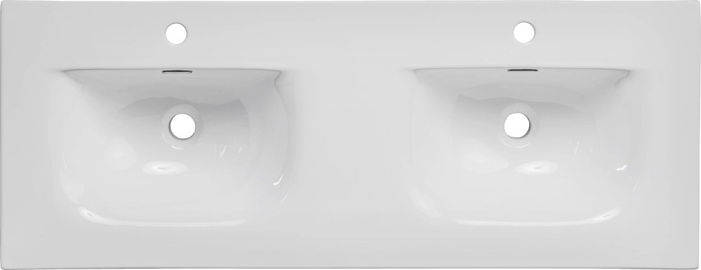 Comad Nábytkové keramické dvojumývadlo SKY 120D/DP-8099, 121x46 cm, biela lesklá