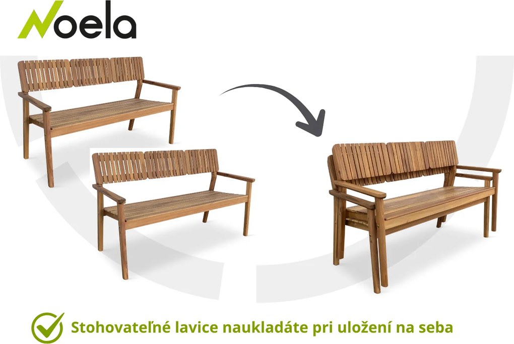 Noela Záhradná drevená lavička LUCY pre 3 osoby