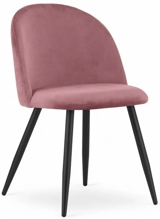 Stolička BELLO - tmavoružový zamat / čierne nohy