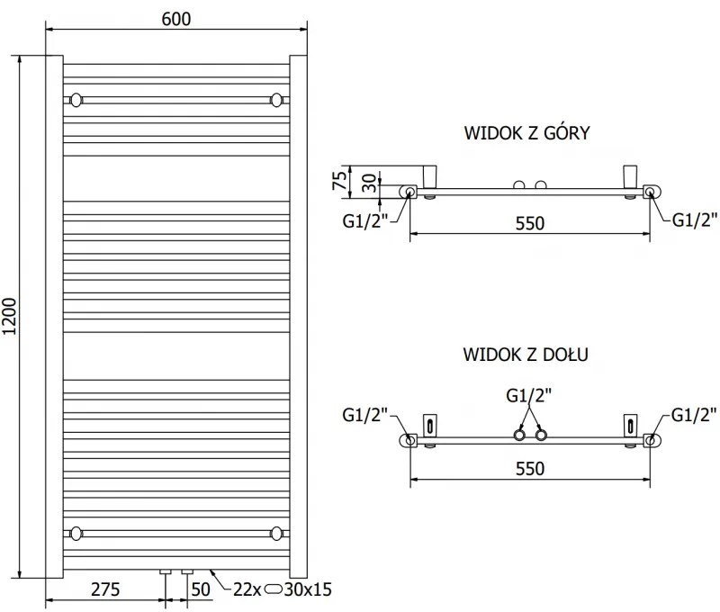Mexen Hades, elektrické vykurovacie teleso 1200 x 600 mm, 600 W, antracitová, W104-1200-600-2900-66