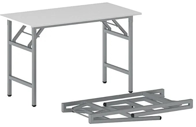 Konferenčný stôl FAST READY so striebornosivou podnožou 1200 x 600 x 750 mm, biela