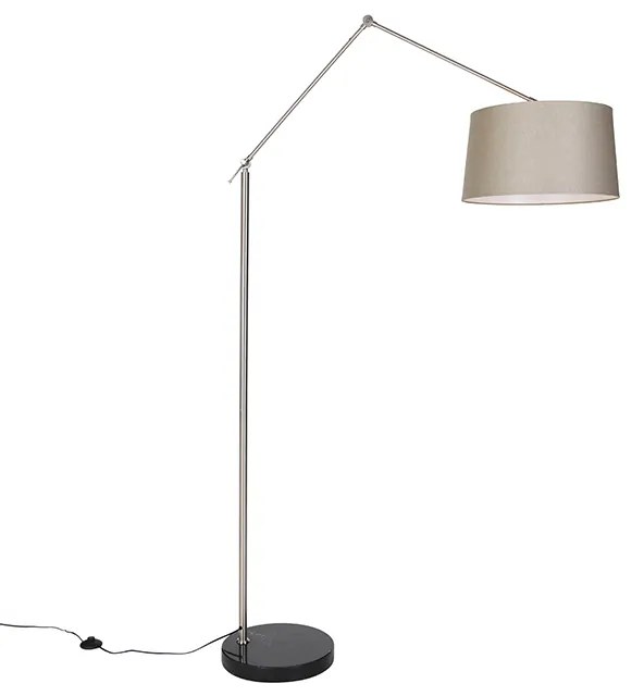 Moderná stojaca lampa oceľ s hnedým tienidlom 45 cm - Editor