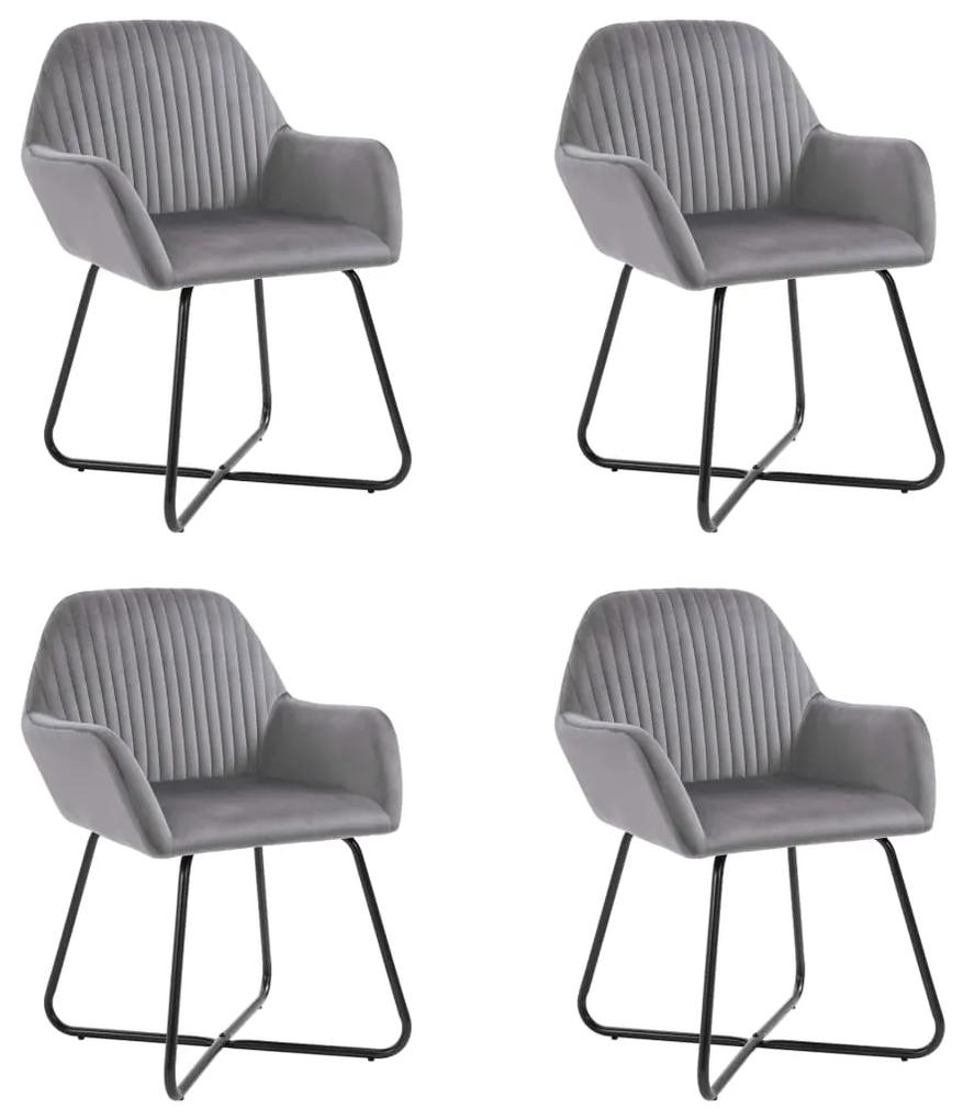 Jedálenské stoličky 4 ks sivé zamatové