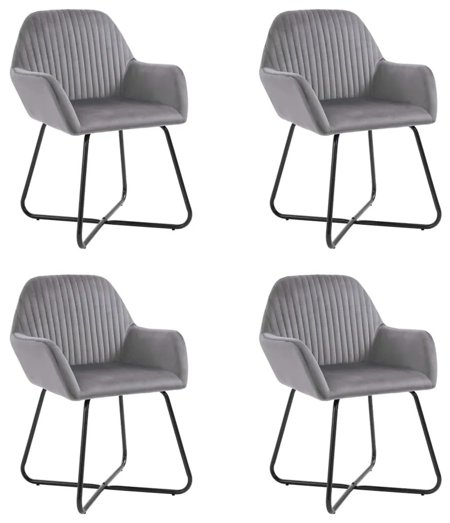 vidaXL Jedálenské stoličky 4 ks sivé zamatové