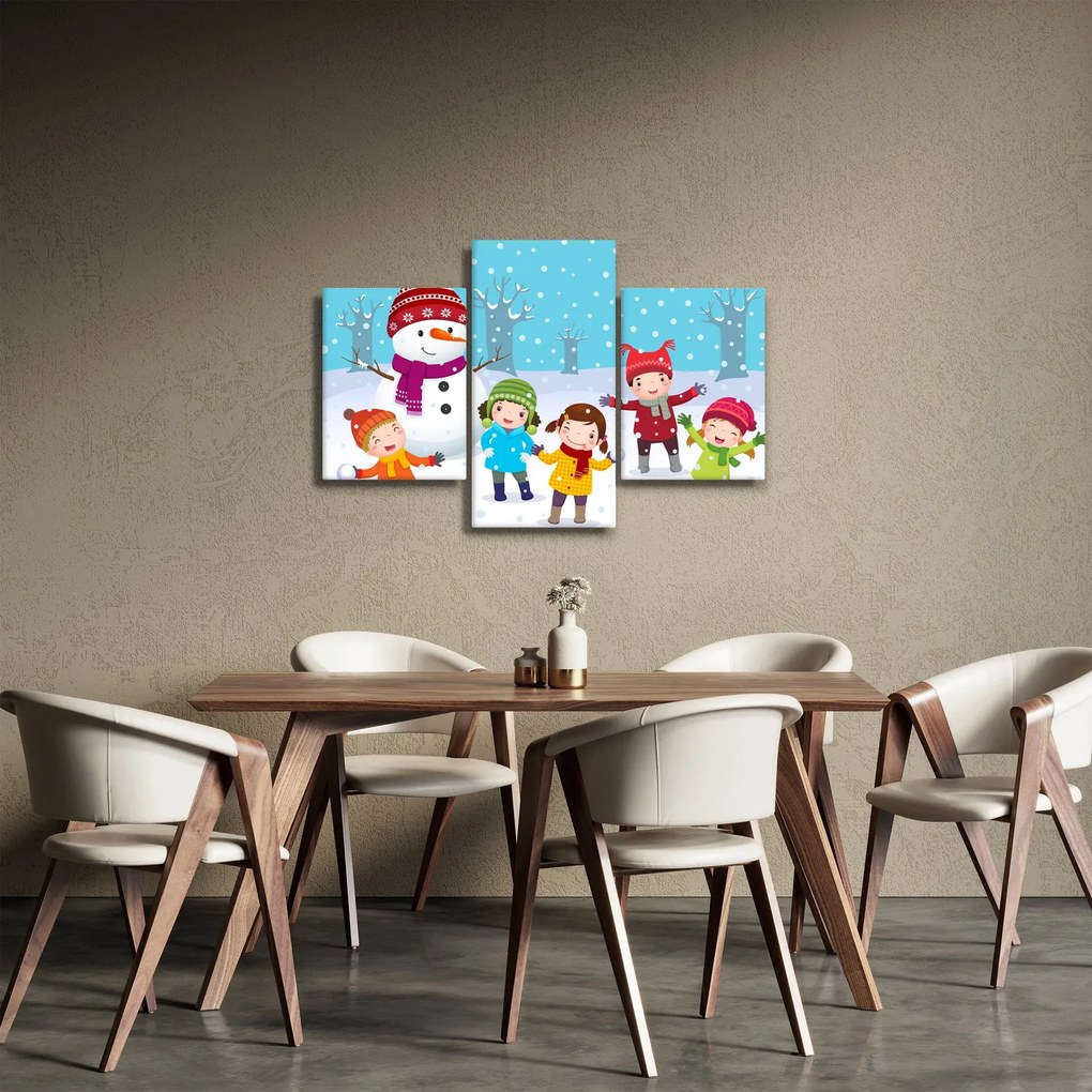 Obraz - Zimné detské radovánky (90x60 cm)