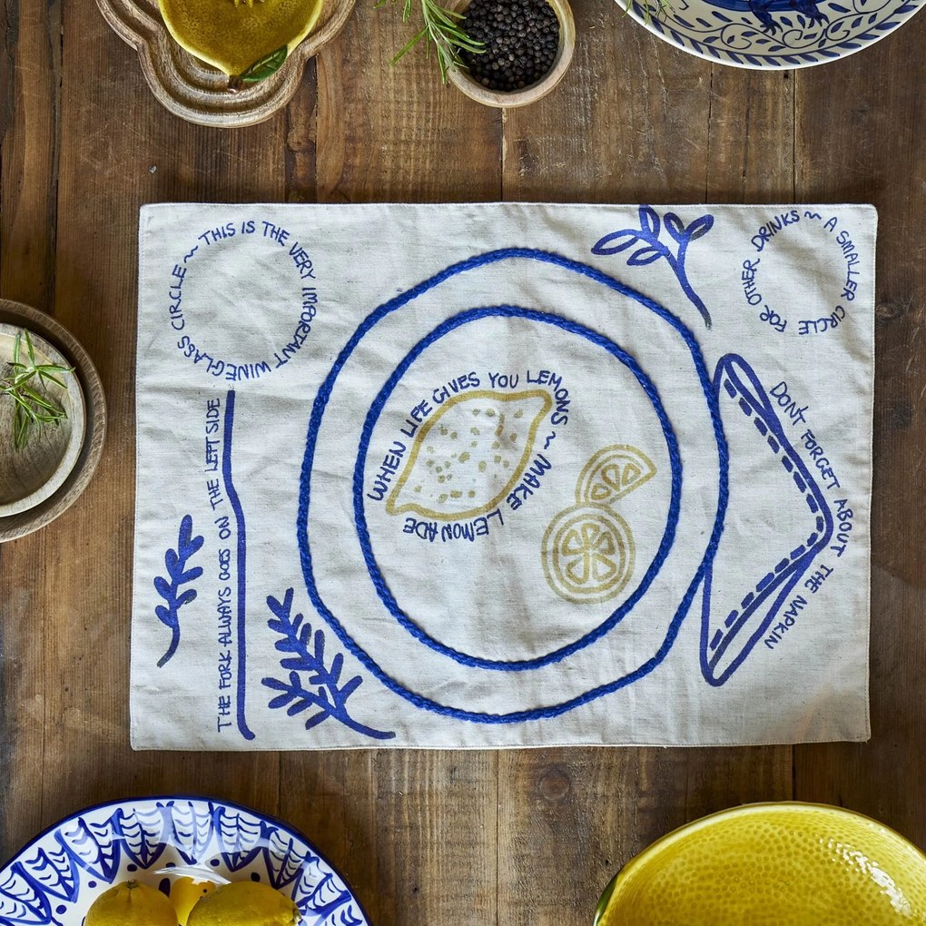 Bloomingville Prestieranie s prímesou ľanu Limone 33x48 cm