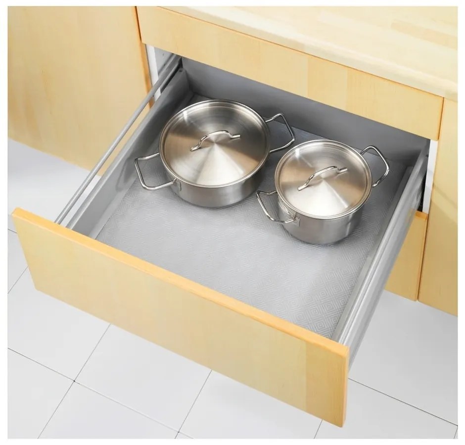 Sivá protišmyková podložka do zásuvky Wenko Anti Slip Mat 500, 150 x 50 cm