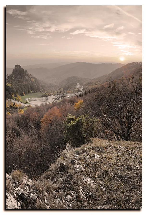 Obraz na plátne - Jesenná krajina pri západe slnka, Slovensko, Vrsatec - obdĺžnik 7260FA (100x70 cm)
