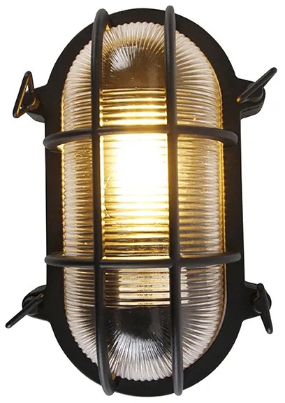 Priemyselná nástenná a stropná lampa čierna oválna IP44 - Noutica