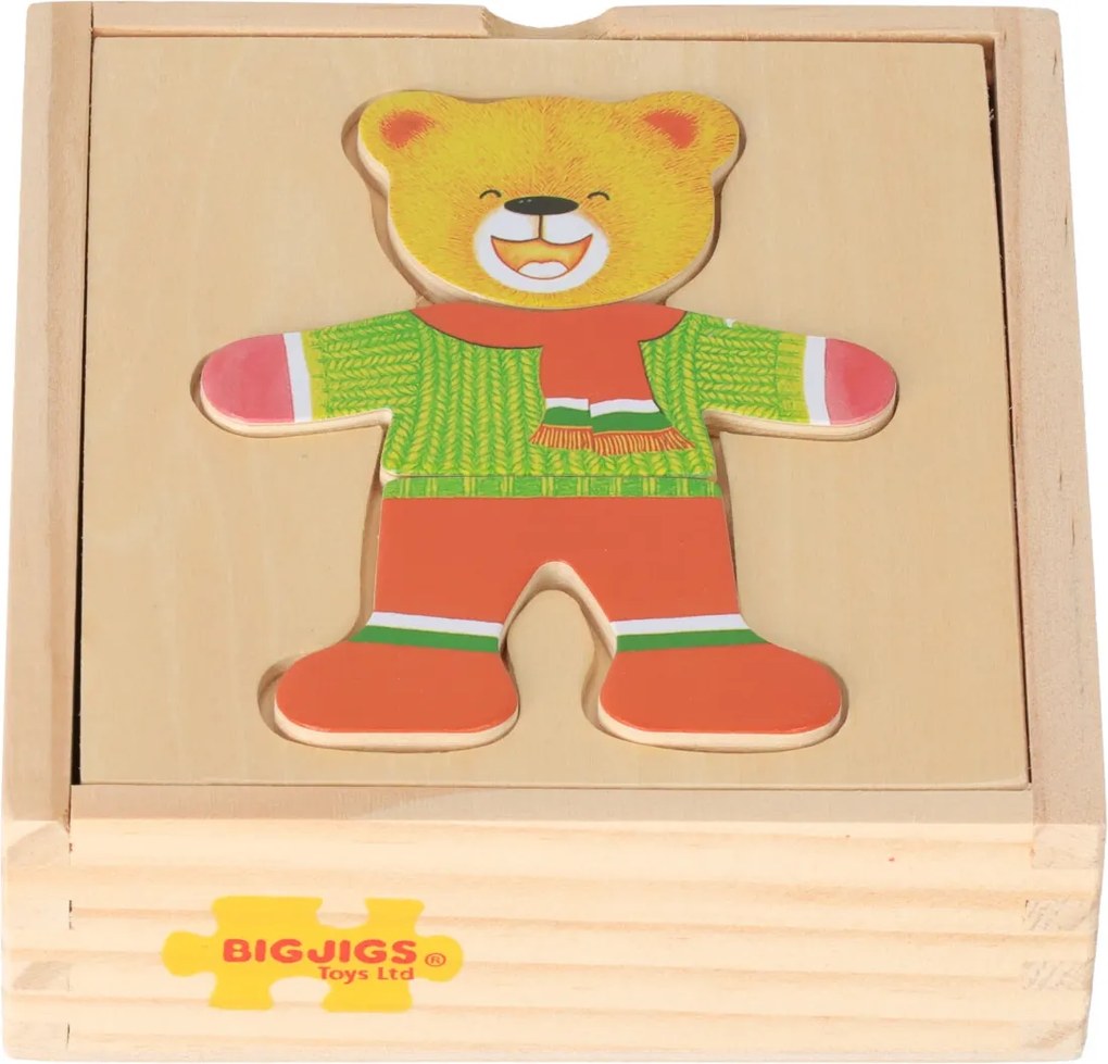 Bigjigs Drevené vkladacie puzzle Medveď