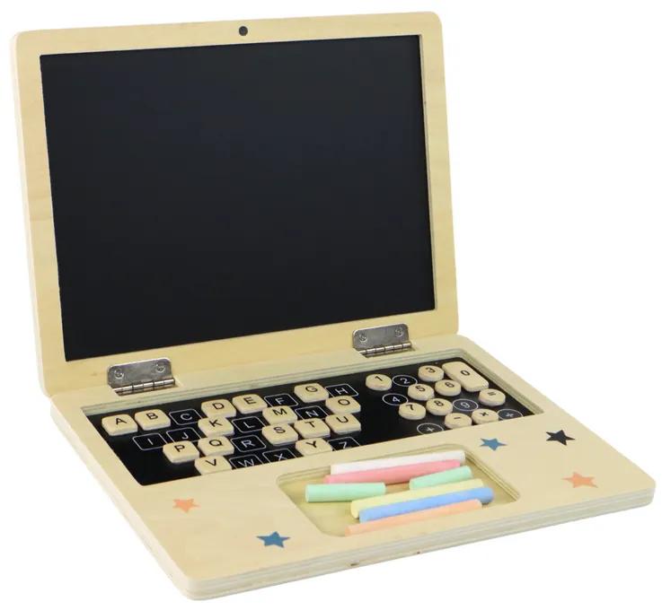 Lean Toys Drevený detský počítač – tabuľa s kriedami