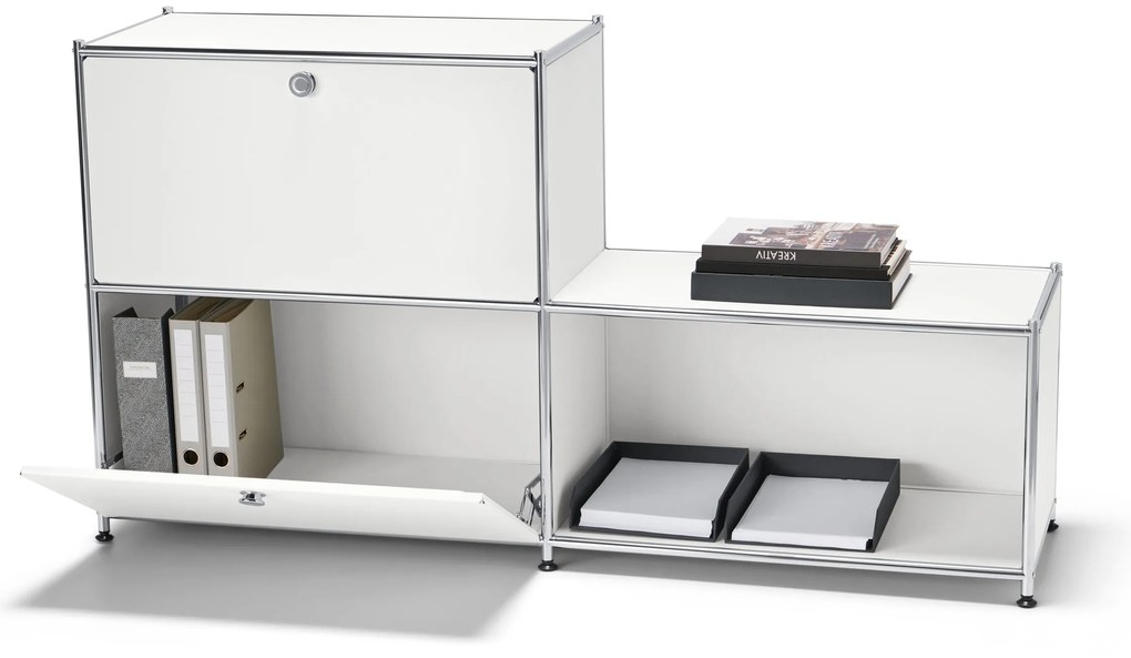 Kovový regál »CN3« s 3 priehradkami, biely