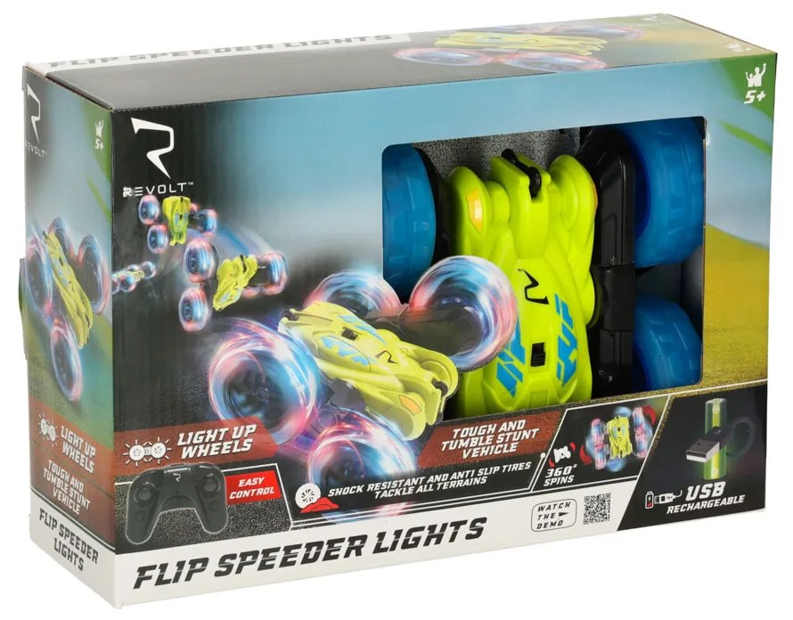 KIK Revolt Flip Speeder Lights RC auto na diaľkové ovládanie, terénne stunt auto s LED efektmi