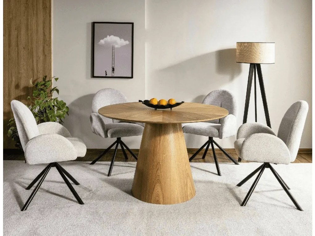 Okrúhly jedálenský stôl ANGEL 120x120 cm, dekor dub