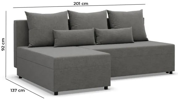 Rohová rozkladacia sedačka FERMO Kronos tmavosivá