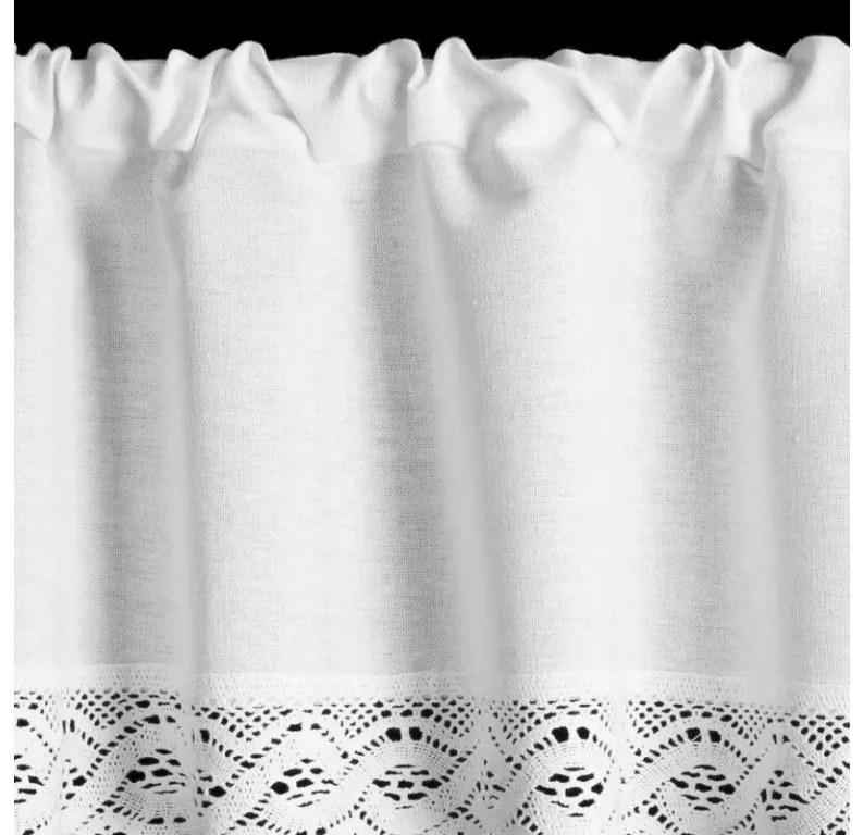 DECOREUM Záclona s čipkovým vzorom 150 cm x 30 cm biela 60% bavlna 40% polyester 98407