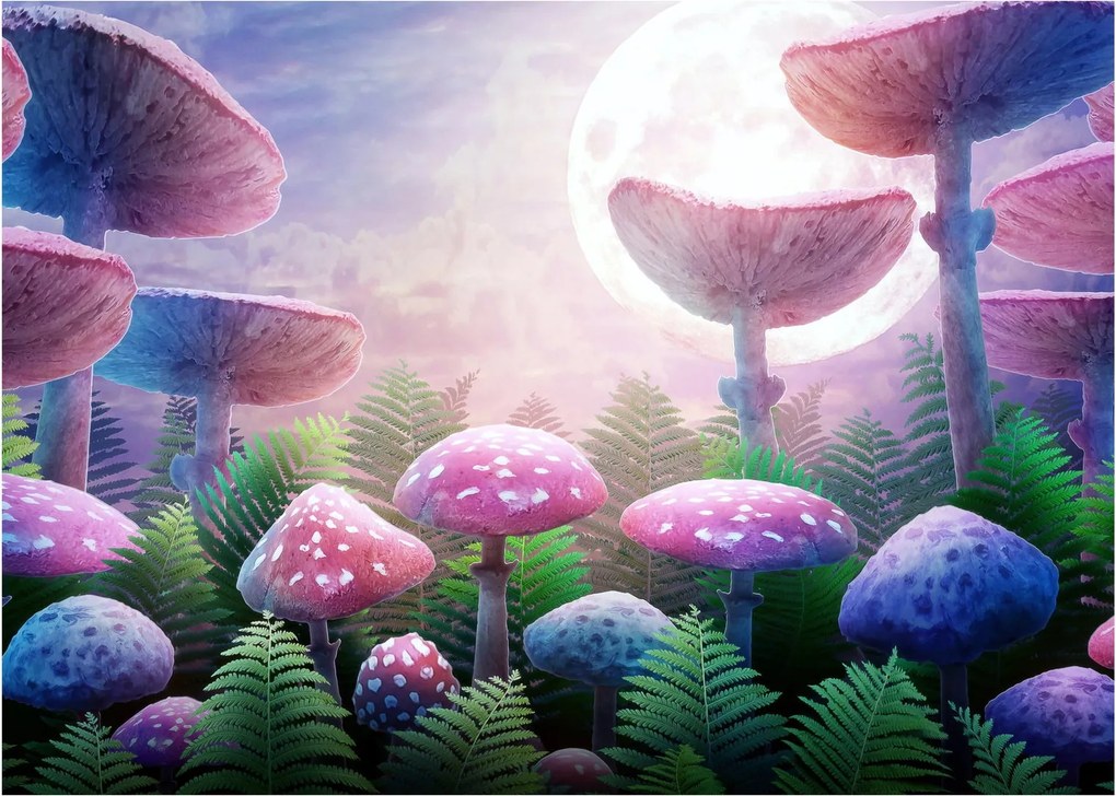 Obraz - Huby pri splne, grafika (70x50 cm)