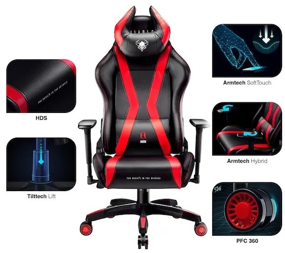 Herné kreslo Diablo X-Horn 2.0 Normal Size: Čierno-červené Diablochairs