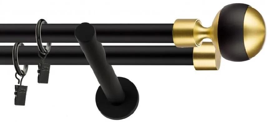 Dekorstudio Garniža dvojradová Guľa GLOBUS zlatá MIX čierna-matná 19mm Dĺžka: 120cm, Typ príslušenstva: Bez príslušenstva