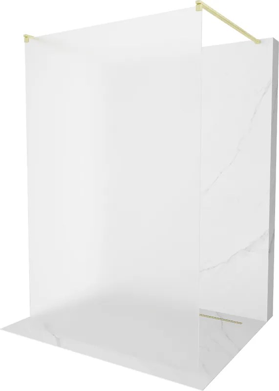 Mexen Kioto voľne stojaca sprchová zástena 100 x 200 cm, mrazené sklo 8 mm, zlatá brúsená - 800-100-002-55-30