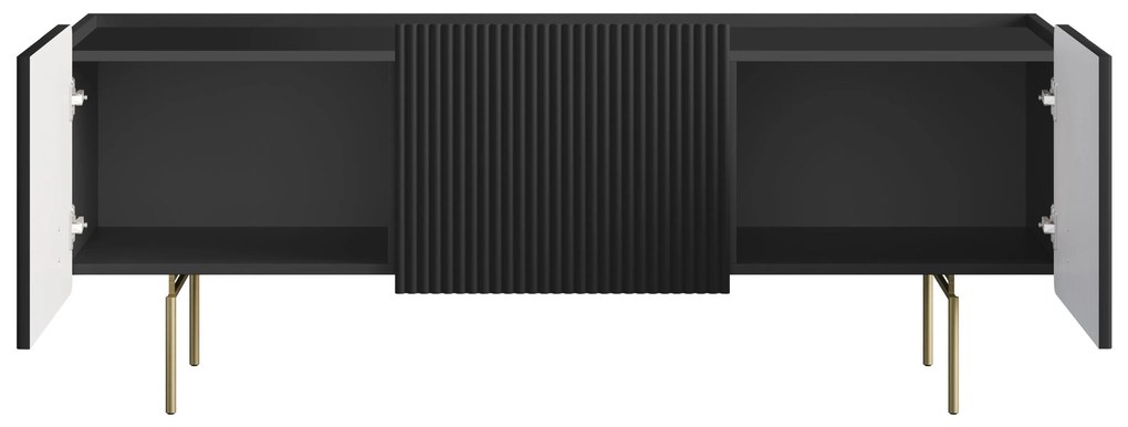 TV stolík Malmi 150 cm - čierny mat / zlatá