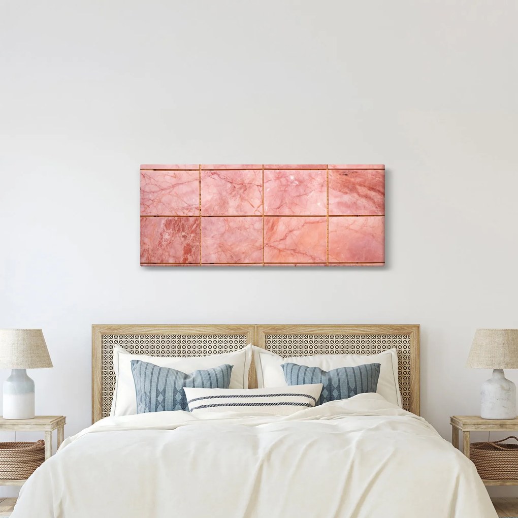 Obraz - Ružové, mramorované dlaždice (120x50 cm)
