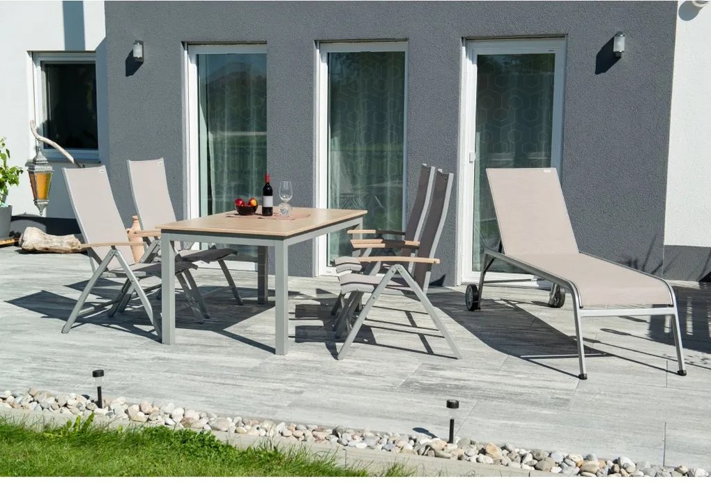Doppler EXPERT WOOD - záhradný rozkladací hliníkový stôl 150/210 x 90 x 75 cm - 2. akosť (N593)