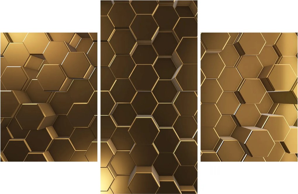 Obraz - Zlaté hexagóny (90x60 cm)