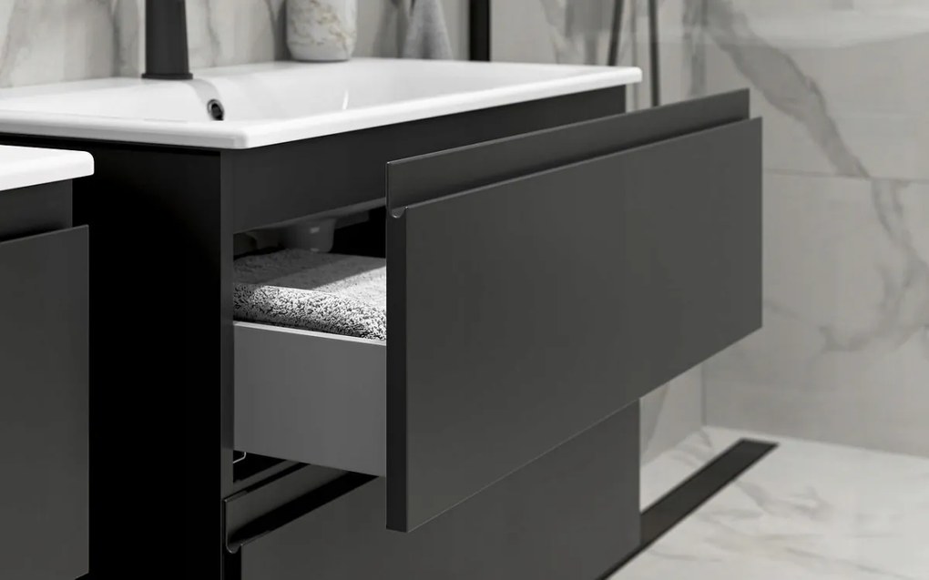 Cersanit Moduo Slim SET, závesná skrinka 50x35x62 cm + umývadlo 50cm, antracitová matná, S801-470-DSM
