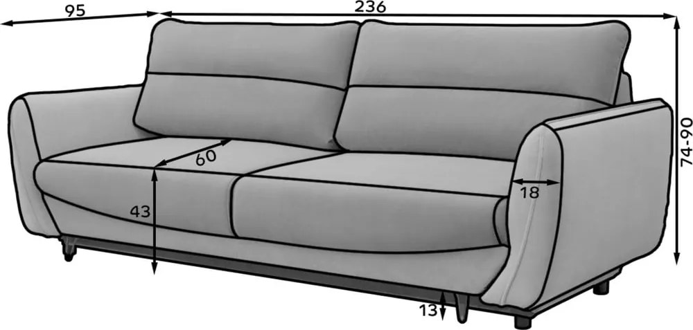 Modrá ženilková rozkladacia/s úložným priestorom pohovka 236 cm Silva – ELTAP